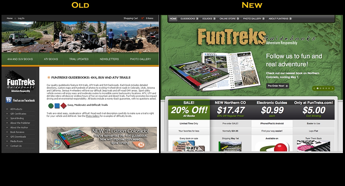 FunTreks.com old site vs new site